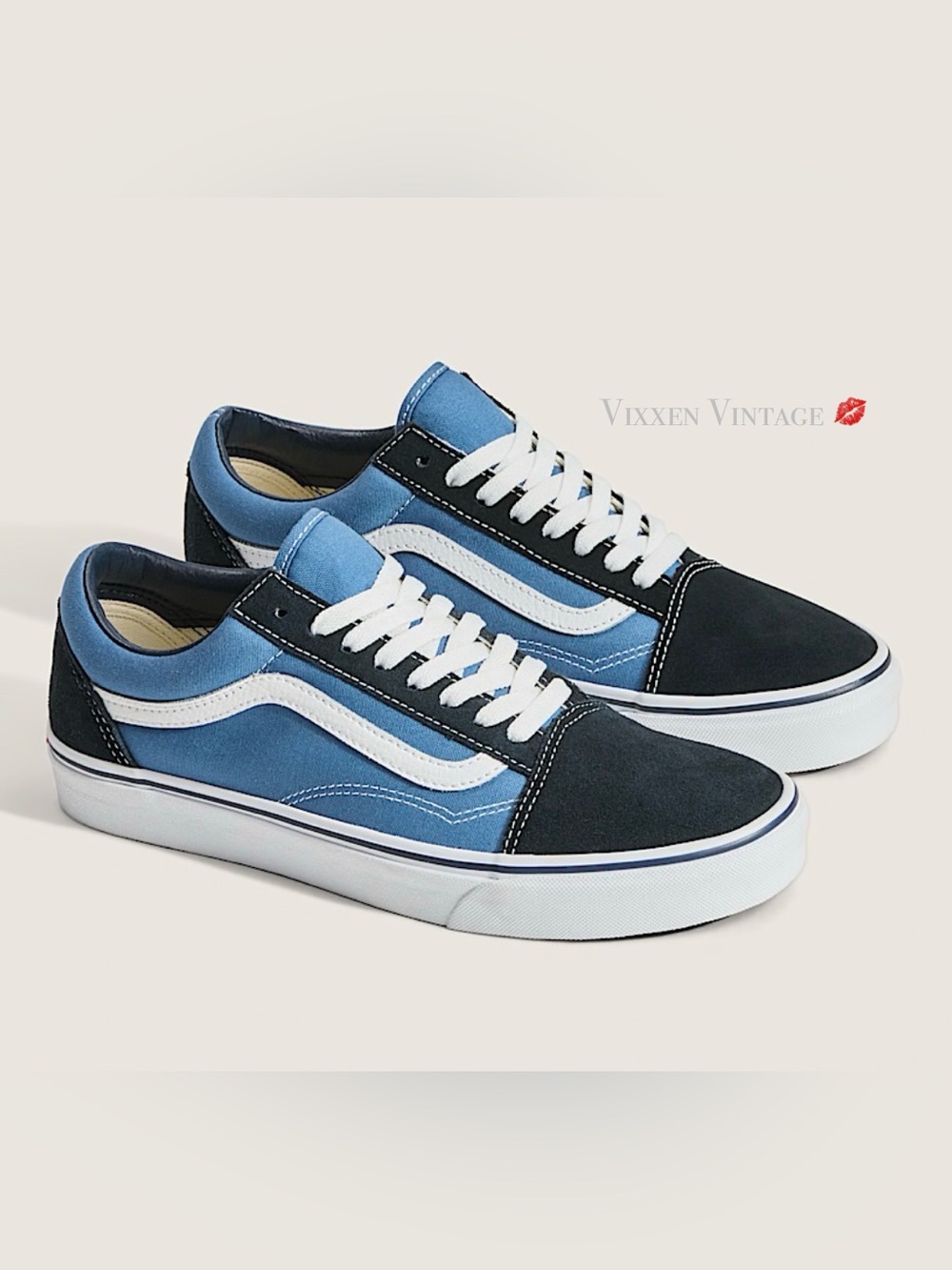 VANS UNISEX SUEDE CANVAS ‘OLD SKOOL CLASSIC SHOE’ IN NAVY BLUE